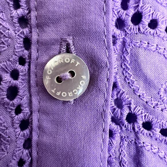 Foxcroft A Line Dress Women 6 Purple Sleeveless Eyelet Pockets Boho Lagenlook - Picture 7 of 10